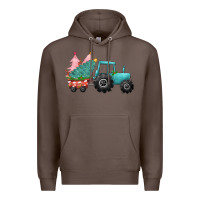 Coffee Christmas tree tractor Premium Hoodie - CowGirlArtShop