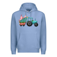 Colony Blue Christmas tree tractor Premium Hoodie - CowGirlArtShop