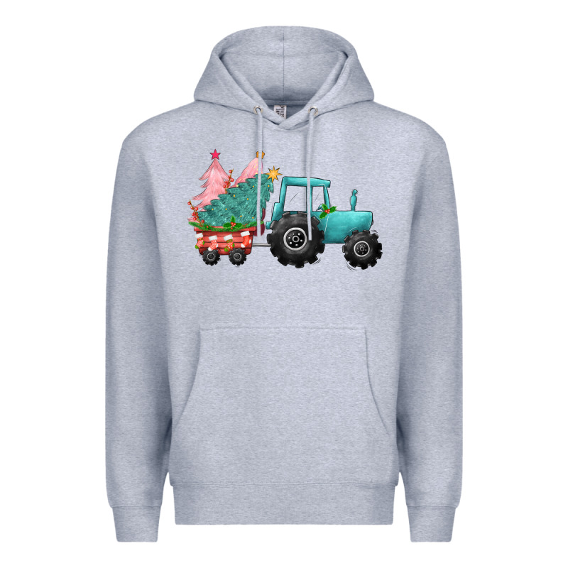 Christmas Tree Tractor Premium Hoodie by CowGirlArtShop | Teevron