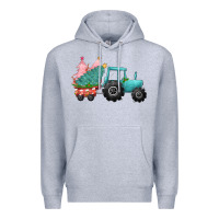 Heather Grey Christmas tree tractor Premium Hoodie - CowGirlArtShop