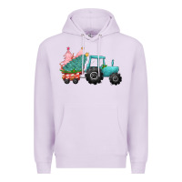 Lilac Christmas tree tractor Premium Hoodie - CowGirlArtShop