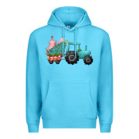 Ocean Blue Christmas tree tractor Premium Hoodie - CowGirlArtShop
