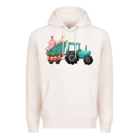 Pale Pink Christmas tree tractor Premium Hoodie - CowGirlArtShop
