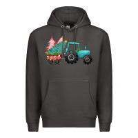 Smoke Christmas tree tractor Premium Hoodie - CowGirlArtShop