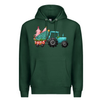 Sports Green Christmas tree tractor Premium Hoodie - CowGirlArtShop