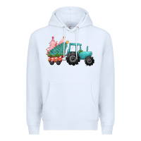 White Christmas tree tractor Premium Hoodie - CowGirlArtShop