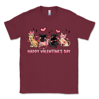 Burgundy happy valentines day cats Classic Tee - MaliasSmallBusiness