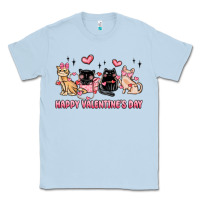 Dusty Blue happy valentines day cats Classic Tee - MaliasSmallBusiness