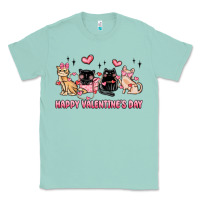 Seafoam happy valentines day cats Classic Tee - MaliasSmallBusiness