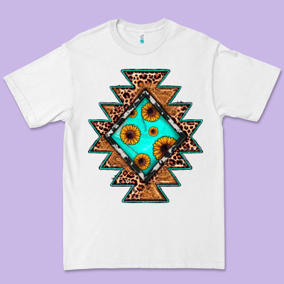 Aztec Leopard Turquoise Sunflower Premium Tee Designed By Jahusdesignshop