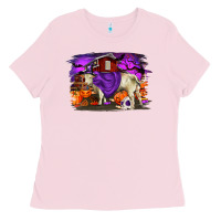 Bubblegum Pink Charolais Bull Halloween Ladies Tee - RanaPortraitStore