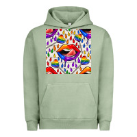 Pigment Oil Green Pride lgbtq lips and heart lollipop seamless patte Urban Hoodie - BundleAndBundleShop