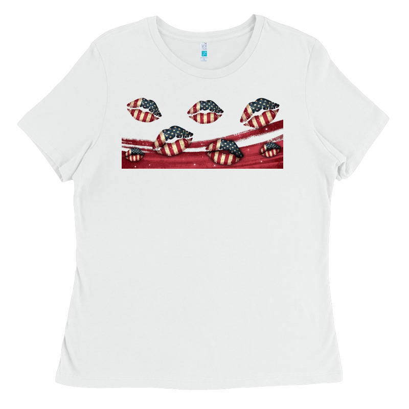 American Flag Lips 16oz Libbey Cup Ladies Tee by HRA Design Shop | Teevron