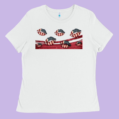 American Flag Lips 16oz Libbey Cup Ladies Tee Designed By Hra Design Shop