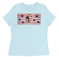 Baby Blue patriotic native american headdress 16oz libbey cup Ladies Tee - HRA Design Shop