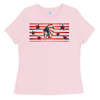 Bubblegum Pink patriotic native american headdress 16oz libbey cup Ladies Tee - HRA Design Shop