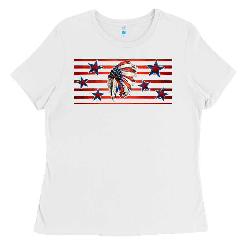 Patriotic Native American Headdress 16oz Libbey Cup Ladies Tee by HRA Design Shop | Teevron