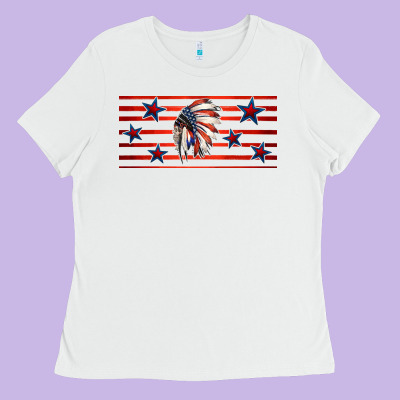 Patriotic Native American Headdress 16oz Libbey Cup Ladies Tee Designed By Hra Design Shop