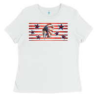 White patriotic native american headdress 16oz libbey cup Ladies Tee - HRA Design Shop