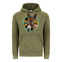 Vintage Olive aztec backsground donkey Vintage Hoodie - Jasminsmagicworld