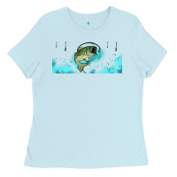 Baby Blue jumping bass fishing 16oz libbey cup Ladies Tee - HRA Design Shop