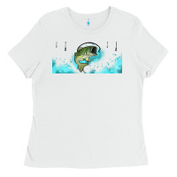 White jumping bass fishing 16oz libbey cup Ladies Tee - HRA Design Shop