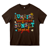 Chocolate Brown sunrise sunburn sunset repeat Heavy Core Tee - AdoDesignShop