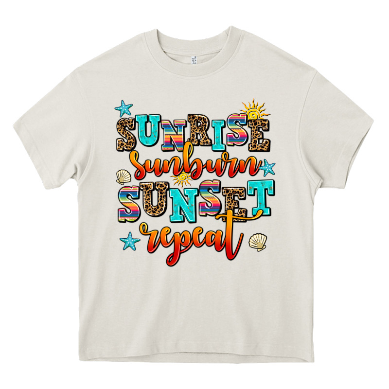 Sunrise Sunburn Sunset Repeat Heavy Core Tee by AdoDesignShop | Teevron
