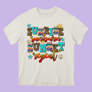 Sunrise Sunburn Sunset Repeat Heavy Core Tee Designed By Adodesignshop