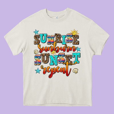Sunrise Sunburn Sunset Repeat Heavy Core Tee Designed By Adodesignshop