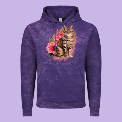 Floral Cat Vintage Hoodie Designed By Jasminsmagicworld