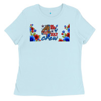 Baby Blue floral 4th of july crew 16oz libbey cup Ladies Tee - HRA Design Shop