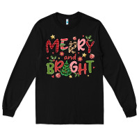 Black merry and bright Long Sleeve Tee - MaliasSmallBusiness