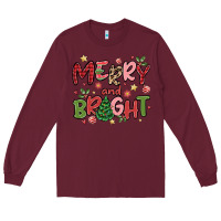 Burgundy merry and bright Long Sleeve Tee - MaliasSmallBusiness