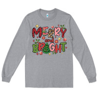 Heather Grey merry and bright Long Sleeve Tee - MaliasSmallBusiness