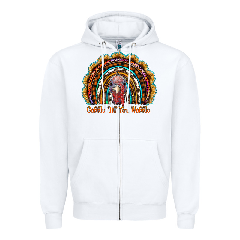 Gobble Till You Wobble Thanksgiving Rainbow Zipper Hoodie by RanaPortraitStore | Teevron