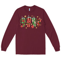 Burgundy Christmas cups Long Sleeve Tee - MaliasSmallBusiness