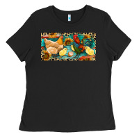 Black Chicken rooster and chicks with leopard Ladies Tee - RanaPortraitStore