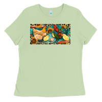Matcha Chicken rooster and chicks with leopard Ladies Tee - RanaPortraitStore