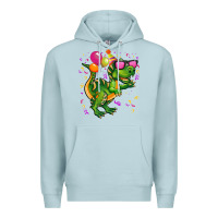 Blue Mist birthday t rex pink Premium Hoodie - CowGirlArtShop