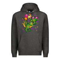 Charcoal Heather birthday t rex pink Premium Hoodie - CowGirlArtShop