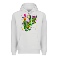 Dove Grey birthday t rex pink Premium Hoodie - CowGirlArtShop