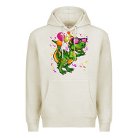 Oatmeal Heather birthday t rex pink Premium Hoodie - CowGirlArtShop