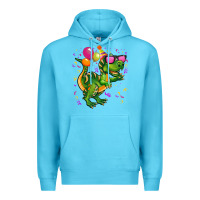 Ocean Blue birthday t rex pink Premium Hoodie - CowGirlArtShop