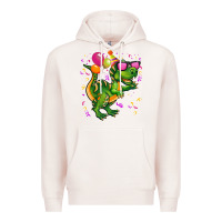 Pale Pink birthday t rex pink Premium Hoodie - CowGirlArtShop