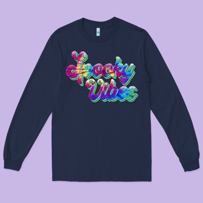 Spooky Vibes Long Sleeve Tee Designed By Jahusdesignshop