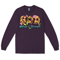 Plum god is my refuge and strength Long Sleeve Tee - MaliasSmallBusiness