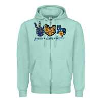 Seafoam Peace Love Texas Zipper Hoodie - Bettercallsaul