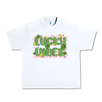 White lucky vibes Urban Heavy Tee - MaliasSmallBusiness