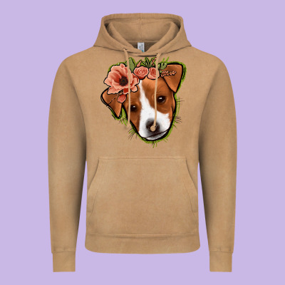 Jack Russel Floral Vintage Hoodie Designed By Jasminsmagicworld